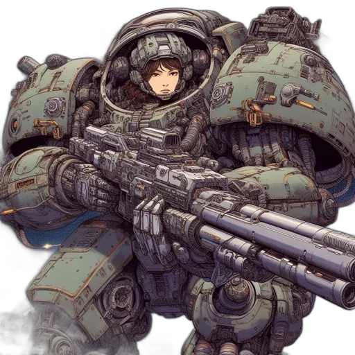 robot, weapon, face, concept art transparent PNG cut-out