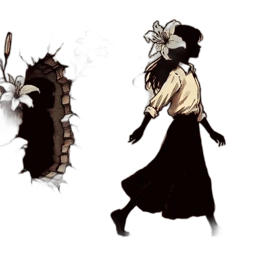 dress, creature, hat, hair transparent PNG cut-out