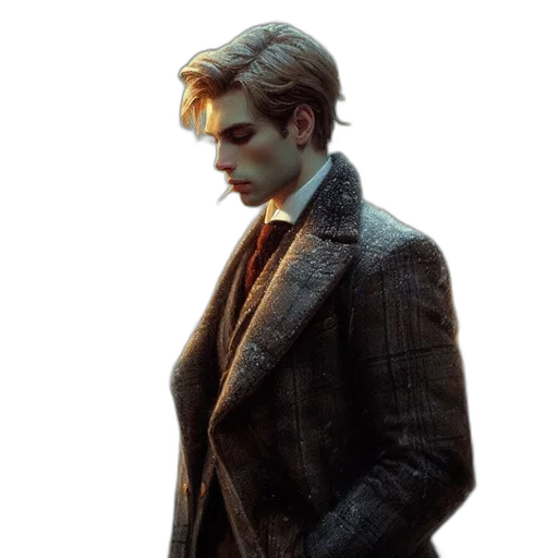 jacket, face, hair, staff transparent PNG cut-out