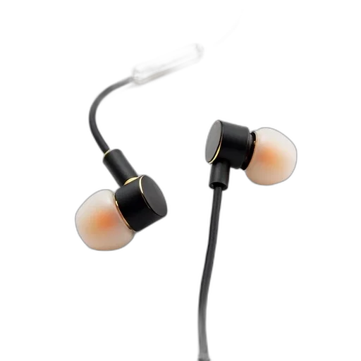 pair, earphones, black, gold transparent PNG cut-out