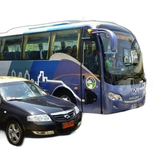 3d render, photorealistic, blue, bus transparent PNG cut-out