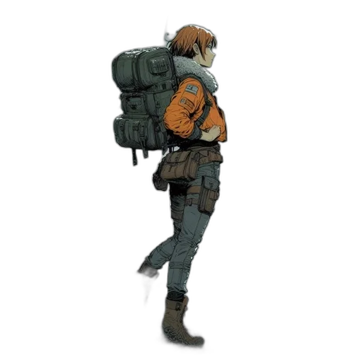 jacket, weapon, staff, robot transparent PNG cut-out