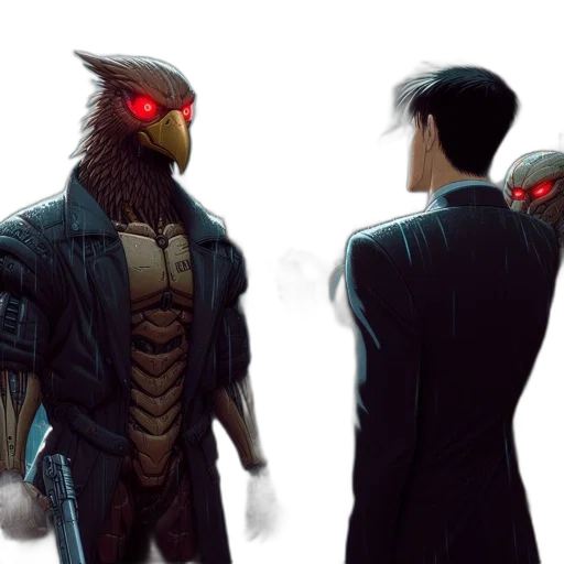 jacket, mask, creature, concept art transparent PNG cut-out