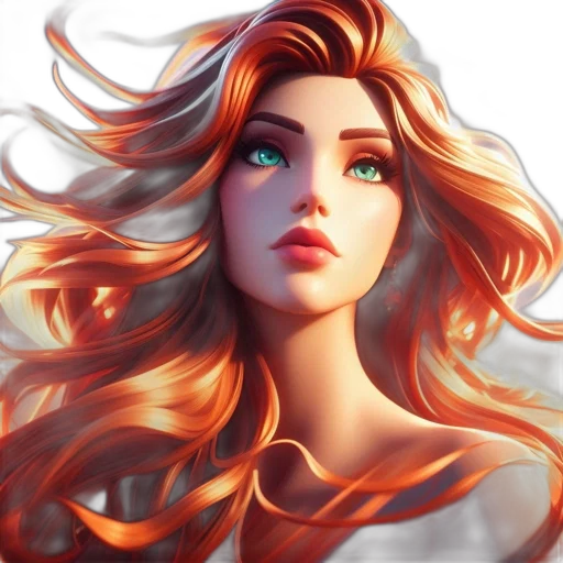 hair, face, fantasy art, photorealistic transparent PNG cut-out