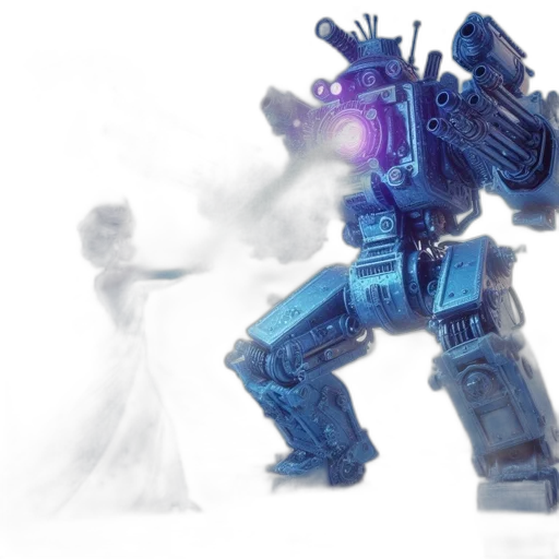 robot, weapon, concept art, 3d render transparent PNG cut-out