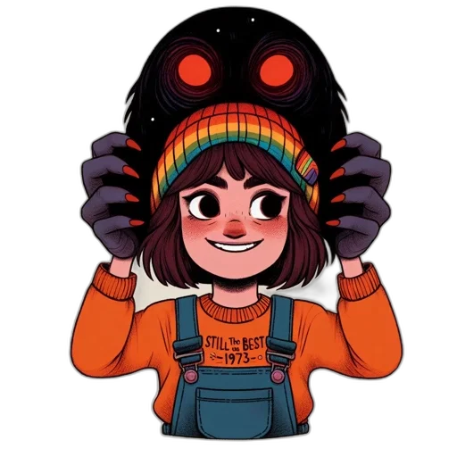 hat, creature, jacket, staff transparent PNG cut-out