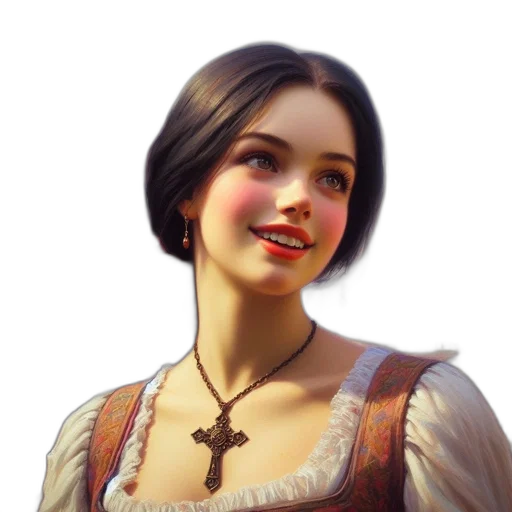 face, jewelry, dress, staff transparent PNG cut-out