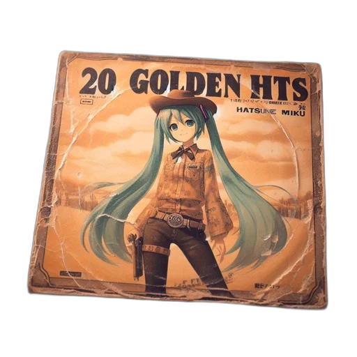anime, golden, aged, vinyl transparent PNG cut-out