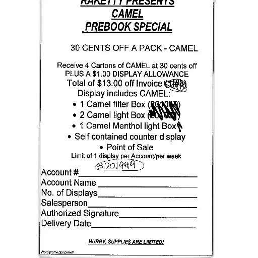 promotional, flyer, camel, cigarettes transparent PNG cut-out