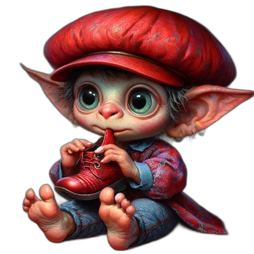 dragon, creature, hat, staff transparent PNG cut-out