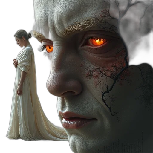face, fantasy art, concept art, photorealistic transparent PNG cut-out