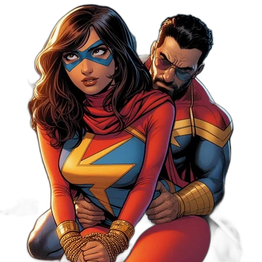 comic book art, concept art, two, costumed transparent PNG cut-out
