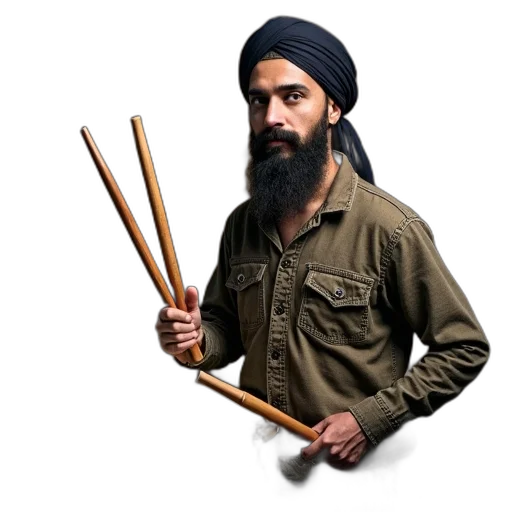 staff, weapon, jacket, hat transparent PNG cut-out