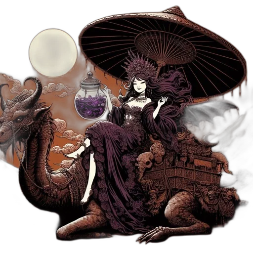 dragon, hat, dress, mask transparent PNG cut-out