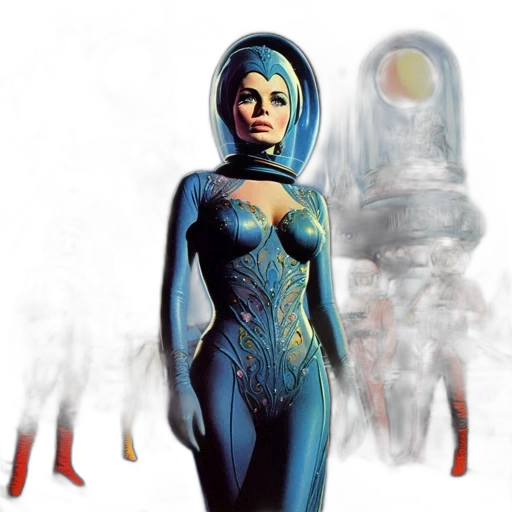 robot, dress, comic book art, concept art transparent PNG cut-out