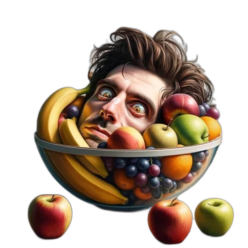 food, face, crown, photorealistic transparent PNG cut-out