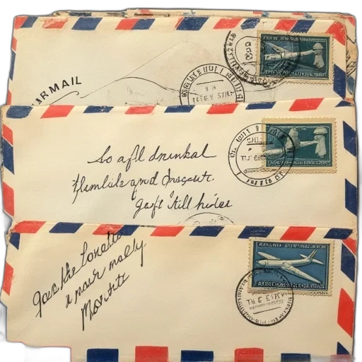 set, vintage, mail, envelopes transparent PNG cut-out