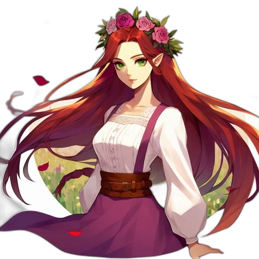 staff, dress, flower, fantasy art transparent PNG cut-out