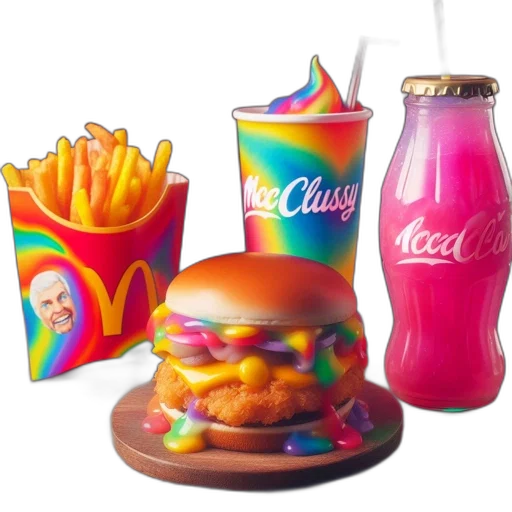 food, vaporwave, 3d render, photorealistic transparent PNG cut-out