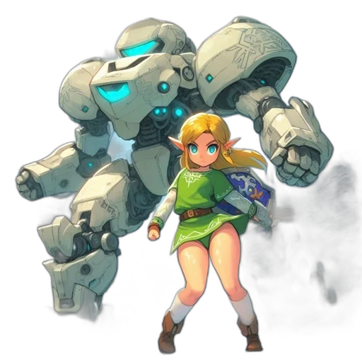 robot, weapon, concept art, pixel art transparent PNG cut-out