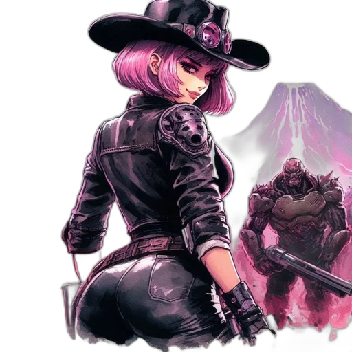 hat, weapon, concept art, cyberpunk transparent PNG cut-out