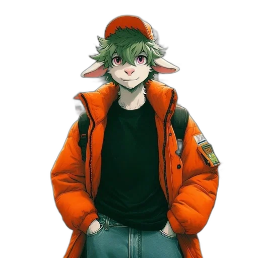 jacket, hat, staff, animal transparent PNG cut-out