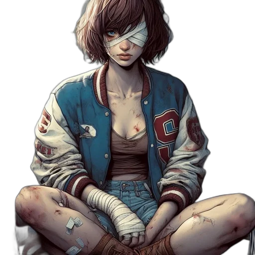 jacket, face, comic book art, concept art transparent PNG cut-out