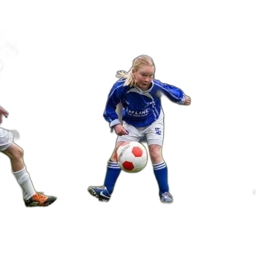 young, girl, blue, soccer transparent PNG cut-out