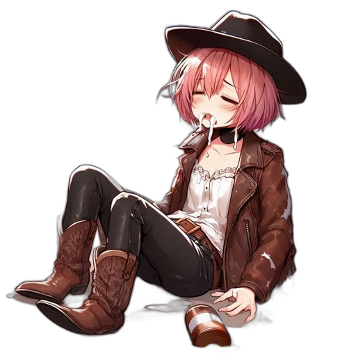 hat, jacket, staff, weapon transparent PNG cut-out