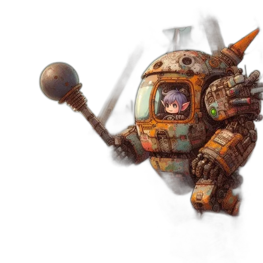 robot, weapon, staff, concept art transparent PNG cut-out