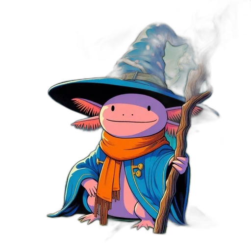 dragon, hat, staff, creature transparent PNG cut-out