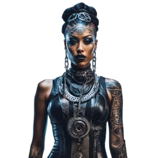 jewelry, dress, cyberpunk, concept art transparent PNG cut-out