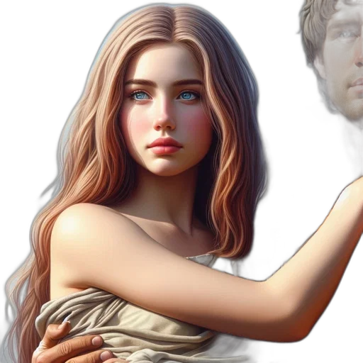 dress, face, fantasy art, photorealistic transparent PNG cut-out
