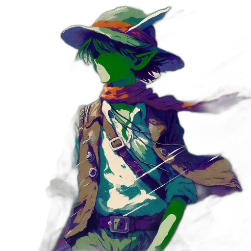 hat, staff, mask, jacket transparent PNG cut-out