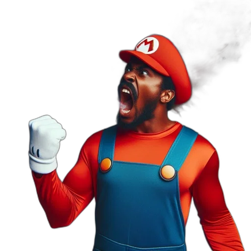 concept art, comic book art, 3d render, mario transparent PNG cut-out
