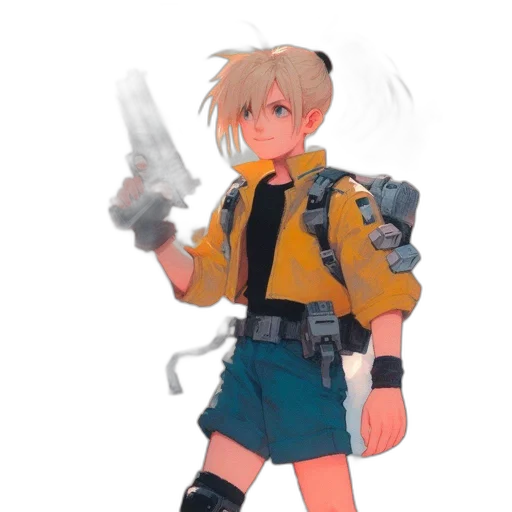 weapon, jacket, staff, robot transparent PNG cut-out