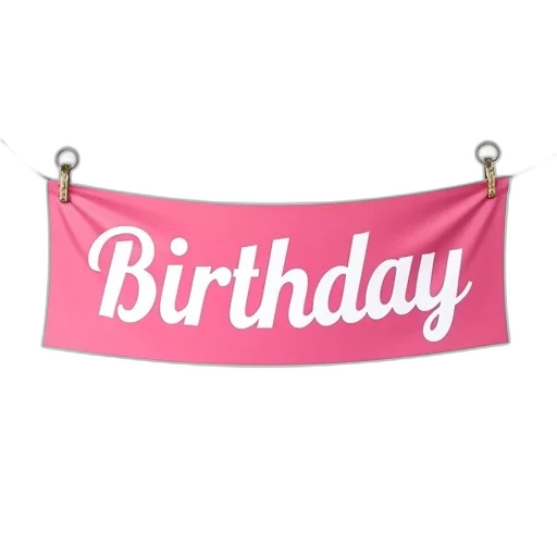 pink, banner, word, birthday transparent PNG cut-out