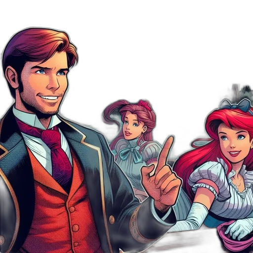 comic book art, concept art, three, animated transparent PNG cut-out