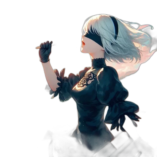 dress, crown, robot, staff transparent PNG cut-out