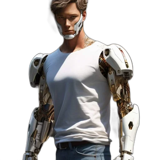 robot, cyberpunk, concept art, 3d render transparent PNG cut-out