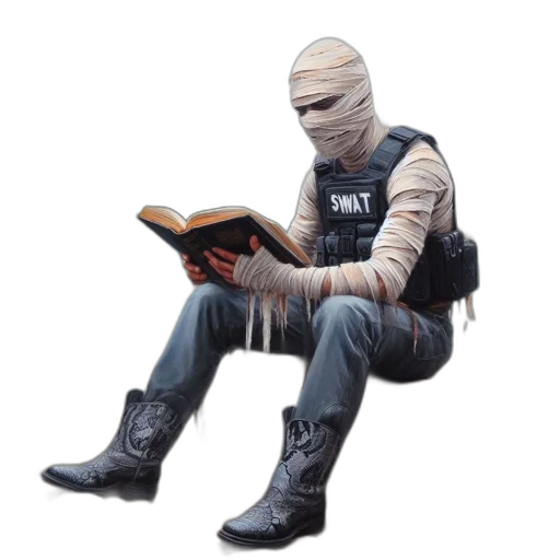 jacket, weapon, mask, staff transparent PNG cut-out