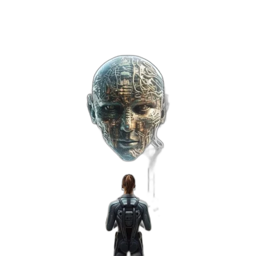 robot, mask, face, concept art transparent PNG cut-out