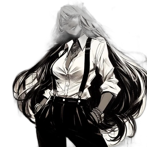 hair, staff, face, jacket transparent PNG cut-out