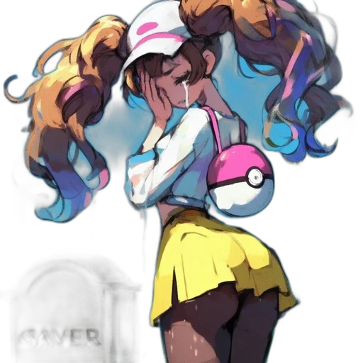 dress, hair, staff, creature transparent PNG cut-out