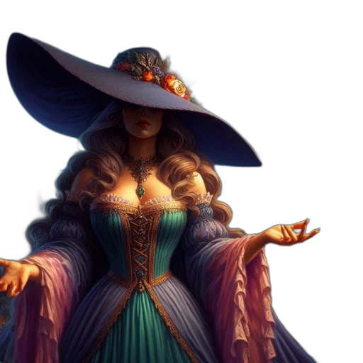 dress, hat, crown, fantasy art transparent PNG cut-out