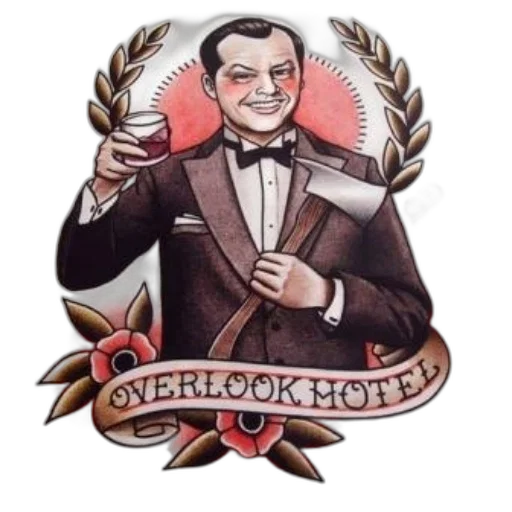 tattoo-style, illustration, man, suit transparent PNG cut-out