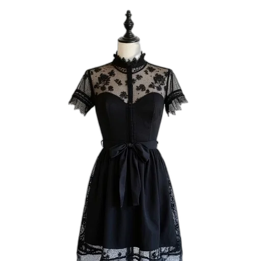 dress, monochrome, dark, mannequin transparent PNG cut-out