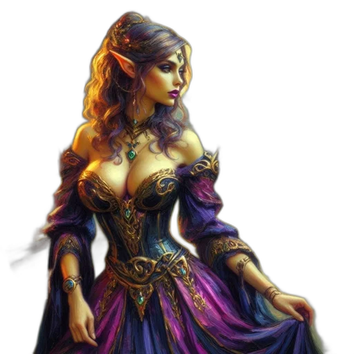 dress, jewelry, fantasy art, concept art transparent PNG cut-out