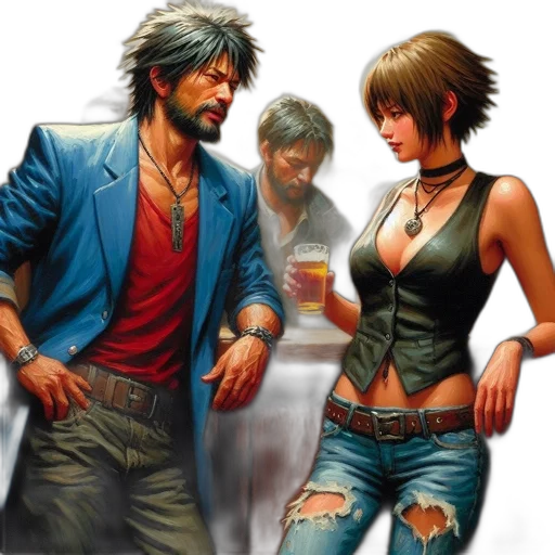 concept art, comic book art, fantasy art, cyberpunk transparent PNG cut-out