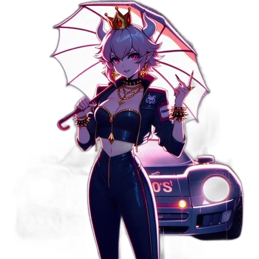 car, umbrella, dragon, staff transparent PNG cut-out